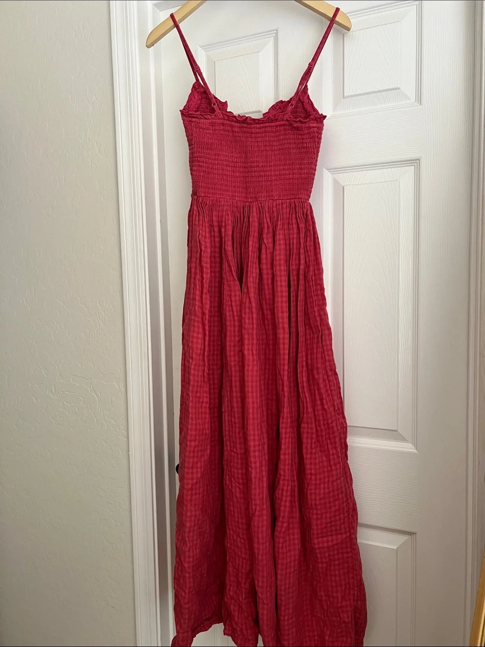 Free People Smocked Maxi Sundress with Ruffle Neckline